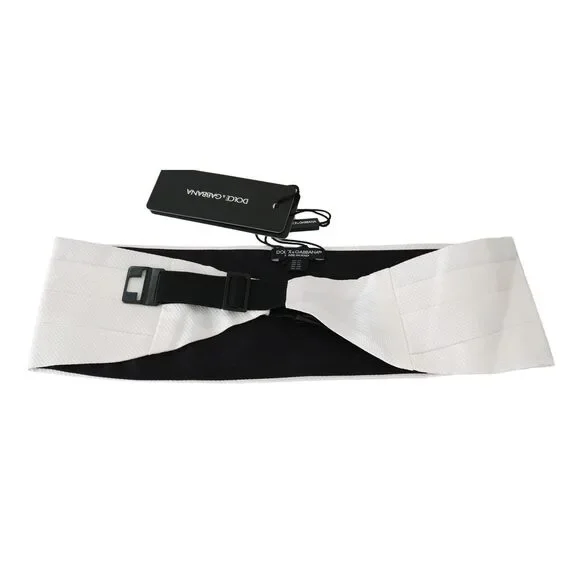 Dolce & Gabbana White Men Waist Belt 100% Silk Cummerbund - Picture 3 of 5